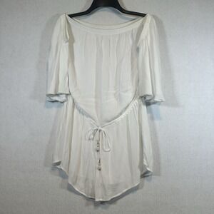 Isabella Rose Off Shoulder Romper White Size Medium Boho Vacation Beach Pool